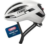 ABUS Taipan LED Gravel Bicycle Helmet, Integrated Light, Eyewear Storage, Size M, White