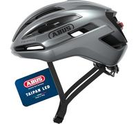 ABUS Taipan LED Gravel Bicycle Helmet, Integrated Light, Eyewear Storage, Size S, Silver