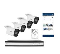 ABUS TVVR36444T - Juego de cámaras de Seguridad (4 x 4 MP, PoE, NVR con 1 | Mini cámara de tubo para interior y exterior (IP67), detección de personas y vehículos, visión nocturna de hasta 30 m, QHD