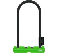 ABUS U-lock Ultra 410 + soporte de candado SH34 - Candado para bicicletas con grillete redondo - Nivel de seguridad 8 - Negro/Verde - Altura del grillete 230 mm