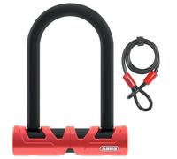 ABUS Ultimate 420 U-lock + soporte USH + cable de seguridad Cobra 10/120 - Juego de candados para bicicletas - nivel de seguridad 12 - Negro/Rojo