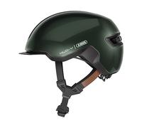ABUS Urban Helmet HUD-Y - con luz LED trasera magnética y recargable y cierre magnético - Casco de bicicleta moderno para uso diario - para hombres y mujeres - Verde, talla M
