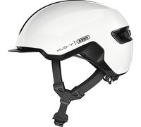 ABUS Urban Helmet HUD-Y - con luz trasera LED magnética recargable y cierre magnético - casco de bicicleta moderno para uso diario - hombre y mujer - blanco brillante, talla S, S (51-55 cm)