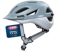 ABUS Urban-I 4.0 Ace Bicycle Helmet, Rechargeable Rear Light, 4 Light Modes, Visor, Size L, Blue