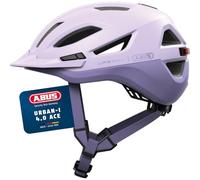 ABUS Urban-I 4.0 Ace Bicycle Helmet, Rechargeable Rear Light, 4 Light Modes, Visor, Size L, Purple