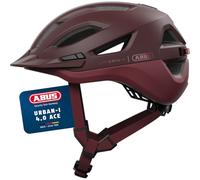 ABUS Urban-I 4.0 Ace Bicycle Helmet, Rechargeable Rear Light, 4 Light Modes, Visor, Size L, Red