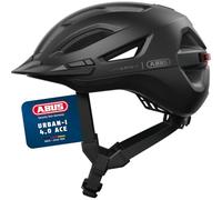 ABUS Urban-I 4.0 Ace Bicycle Helmet, Rechargeable Rear Light, 4 Light Modes,Visor, Size M, Black