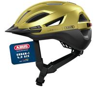 ABUS Urban-I 4.0 Ace Bicycle Helmet, Rechargeable Rear Light, 4 Light Modes, Visor, Size M, Yellow
