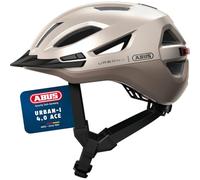 ABUS Urban-I 4.0 Ace Bicycle Helmet, Rechargeable Rear Light, 4 Light Modes, Visor, Size S, Beige