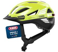 ABUS Urban-I 4.0 Ace Bicycle Helmet, Rechargeable Rear Light, 4 Light Modes, Visor, Size S, Yellow
