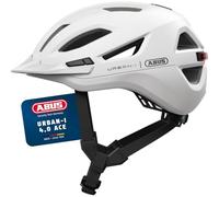 ABUS Urban-I 4.0 Ace Bicycle Helmet, Rechargeable Rear Light, 4 Light Modes, Visor, Size XL, White