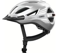 ABUS Urban-I 4.0 Bicycle Helmet, Rechargeable Rear Light, Visor, Ponytail Opening, Size S, Silver