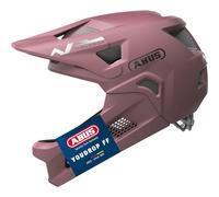 ABUS YouDrop FF - Casco de Bicicleta de montaña para niños y jóvenes, para iniciar el Ciclismo de montaña, con Protector de Barbilla Desmontable, Color Rojo, Talla S
