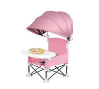 Ьaby Camping Chair - Ьaby Folding Dining Chair With Canopy | Portable Țoddler High Chairs Travel Seat With Tray | Lightweight Aluminum Feeding Chairs For Beach Camping