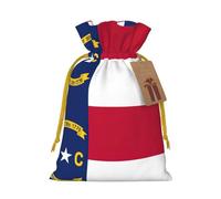 ABYchdd Bolsa de regalo de Navidad con cordón y estampado de bandera del estado de Carolina del Norte, bolsa de poliéster similar al lino, bolsa reutilizable para regalos navideños