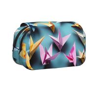 ABYchdd Origami Paper Cranes Print Double Clamshell - Estuche de tela Oxford con bolsillos con cremallera, regalo ideal