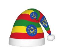 ABYchdd Sombrero de Navidad de felpa con estampado de bandera de Etiopía, sombrero de Navidad de poliéster para regalo de vacaciones, cosplay y eventos