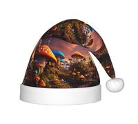 ABYchdd Sombrero de Navidad de felpa con estampado de hongos mágicos, sombrero de Navidad de poliéster para regalo de vacaciones, cosplay y eventos