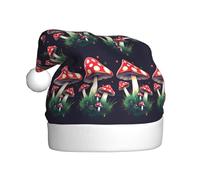 ABYchdd Sombrero de Navidad para adultos, con estampado de hongos mágicos, sombrero de Navidad de poliéster para fiestas de vacaciones, Año Nuevo