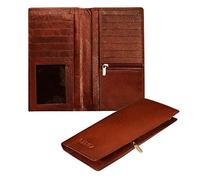 ABYS Cartera de piel auténtica, tarjetero de visita, cartera de viaje, monedero para hombres y mujeres (marrón Bombay), marrón Bombay, clásico, Marrón Bombay, Clásico