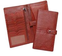 ABYS Portatarjetas de cuero genuino Bombay Brown, monedero y bolsa de viaje, funda para pasaporte, tarjetero, tarjetero para cajero automático para hombres y mujeres (2 soportes para pasaporte