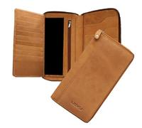 ABYS Tan Real Hunter Leather Clutch//Hand Bag//Mobile Cover with Metallic Zip Closure for Men & Women