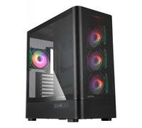 Abysm Gaming Caja ATX Danube SAVA H500 II Air Black con Cristal Lateral Templado, Panel de Rejilla, Siete Slots de Expansión y 4 Ventiladores de 120 mm ARGB Preinstalados