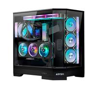 ABYSM Gaming Caja PC Gamer Danube SAVA H600 Black E-ATX con 3 Paneles de Cristal Templado, 4 Ventiladores ARGB de 120 mm, Controladora, Soporte para GPU y Cable Riser PCIe 4.0 16x