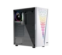 ABYSM Gaming Caja PC Gamer Danube KOLPA Blanca ATX con Panel de Vidrio Templado, 1 x USB 3.0 y 2 x USB 2.0, Conectores, Filtro Superior y 1 Ventilador Silencioso de 12 cm