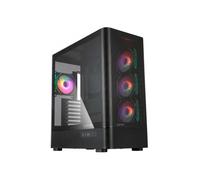 Abysm Gaming Caja ATX Danube SAVA H500 II Air Black con Cristal Lateral Templado, Panel de Rejilla, Siete Slots de Expansión y 4 Ventiladores de 120 mm ARGB Preinstalados