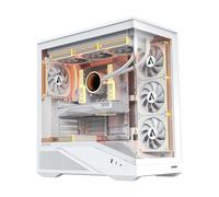 Abysm Gaming Arian Frame A400 - Torre ATX Gaming con Chasis Inclinado, 4 Ventiladores ARGB PWM, Cristal Templado, Soporte GPU 420 mm, USB Type-C, Refrigeración Líquida 360 mm - Caja PC Gamer Blanca