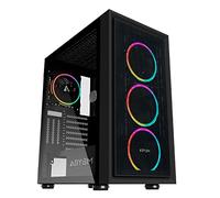 ABYSM Gaming Caja PC Gamer Danube KAMP Negra ATX, Ancho Especial 230 mm, Panel Lateral Vidrio Templado, 1 x USB 3.0 + 2 x USB 2.0, Conectores, y 4 Ventiladores 12 cm Ultra Silenciosos