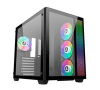 ABYSM Gaming Caja PC Gamer Danube SAVA Black ATX, con Espacio para Tarjetas Gráficas de hasta 410 mm, Lateral de Cristal Templado, USB-C y Cuatro Ventiladores ARGB