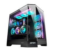 ABYSM Gaming Caja PC Gamer Danube SAVA H600 Black E-ATX con 3 Paneles de Cristal Templado, 4 Ventiladores ARGB de 120 mm, Controladora, Soporte para GPU y Cable Riser PCIe 4.0 16x