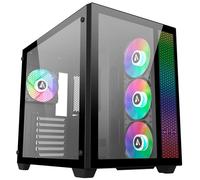 ABYSM Gaming Caja PC Gamer Danube SAVA Black ATX, con Espacio para Tarjetas Gráficas de hasta 410 mm, Lateral de Cristal Templado, USB-C y Cuatro Ventiladores ARGB