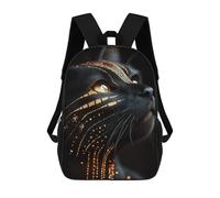 Abyssinian Black Cat with Golden Pattern Mochila Escolar De Moda Para Estudiantes, Adecuada Para Niños Y Niñas, Mochila Informal Para Viajes Al Aire Libre, Esencial Para El Día A Día 17inch