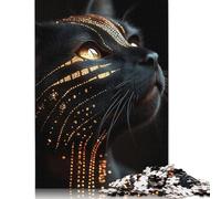 Abyssinian Black Cat with Golden Pattern Rompecabezas Imposible,desafío for Adults Entretenimiento Creativo 1000 Piezas Obra De Arte De Juego De para Adultos, Regalos A Partir De 14 Años 300pcs (40x2