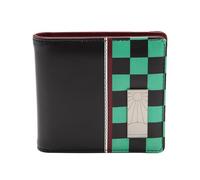 ABYstyle Cartera Tanjiro – Premium Negro, múltiples ranuras, 11×9,5 cm (cerrada) 22 cm (abierta)