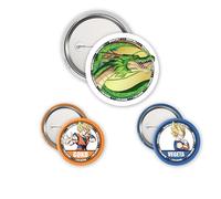 ABYstyle DRAGON BALL Pack de insignias Goku, Vegeta & Shenron, Dimensions : 1 badge de 5 cm et 2 badges de 3.2 cm, Acero aleado