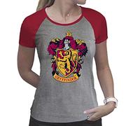 ABYSTYLE - Harry Potter - Camiseta - Gryffindor - Mujer - Gris y Rojo - Premium (L)