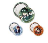 ABYSTYLE - MY HERO ACADEMIA - Pack de insignias Midoriya, Bakugo & Todoroki - Producto oficial - Set de 4 insignias - Accesorio Fan Manga