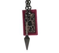 ABYSTYLE Naruto Shippuden Kunai y etiqueta explosiva llavero de metal de 5,5 cm réplica de arma con abalorio de tela, accesorios de regalo