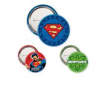 ABYstyle - Pack de 3 insignias DC COMICS Superman Logo & Kryptonite - Producto oficial - Diámetros 5 cm & 3,2 cm - Tacto SoftTouch