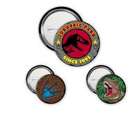 ABYstyle - Pack de 3 insignias JURASSIC PARK Logo T-Rex - Producto oficial - Diámetros 5 cm & 3,2 cm - Tacto suave