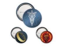 ABYstyle - Pack de 4 insignias LORD OF THE RINGS Tierra Media - Producto oficial - Diámetros 5 cm y 3,2 cm - Tacto suave