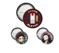 ABYstyle DEMON SLAYER - Pack de insignias Tanjiro & Nezuko S2, Dimensions : 1 badge de 5 cm, 2 badges de 3,2 cm, Metal