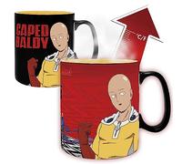 ABYSTYLE Taza de cerámica con efecto térmico «Saitama & Garou», de One Punch Man, color negro, con impresión de cerámica, capacidad aproximada de 460 ml, en caja de regalo.