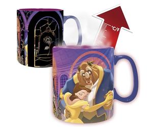 ABYSTYLE - Taza termo-reactiva la bella y la bestia - Producto oficial DISNEY - 460 ml - Cambia al contacto del calor - Caja de cartón