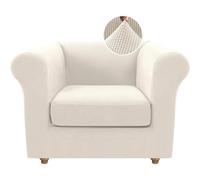 ABZDUNG Funda de sofá Chesterfield elástica con Fundas de cojín separadas for Sala de Estar, Suave y Antideslizante, Protector de Muebles for Perros, con Tejido Jacquard Grueso.(White Teeth,Chair)