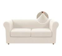 ABZDUNG Funda de sofá Chesterfield elástica con Fundas de cojín separadas for Sala de Estar, Suave y Antideslizante, Protector de Muebles for Perros, con Tejido Jacquard Grueso.(White Teeth,Loveseat)